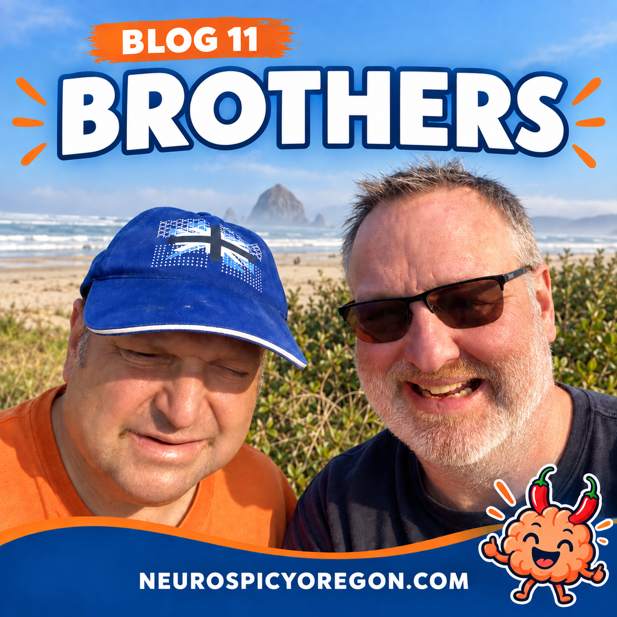 Brothers Brian and Ernie together on the Oregon coast